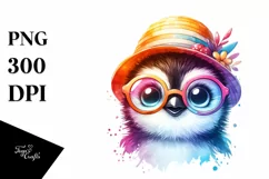 Colorful Layered Watercolor Cute Baby Penguin Product Image 1