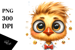 Watercolor Chick Portrait with Goofy Teeth Clipart Product Image 1