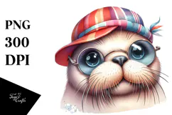 Cool Baby Walrus with Hat and Sunglasses, High-Res PNG Product Image 1