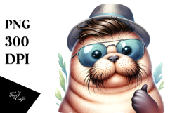 cute Baby Walrus with Sunglasses PNG Product Image 1