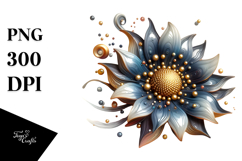 Glossy Sunflower Watercolor Splash, PNG Product Image 1