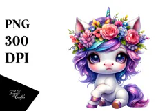 Cute Baby Unicorn Playing with Expressive Face PNG Product Image 1