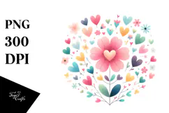 Simple Boho Flower with Heart Petals PNG Product Image 1