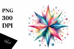 Colorful Watercolor Pastel Star Clipart Product Image 1