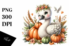 Whimsical Cute Swan Pumpkin Clipart Product Image 3