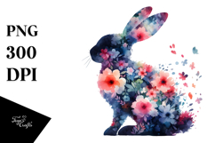 Sitting Bunny Silhouette made of Abstract Flowers, White Product Image 1