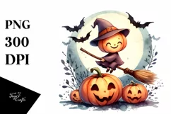 Watercolor Style Funny Halloween Clipart, Transparent PNG Product Image 1