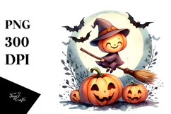 Watercolor Style Funny Halloween Clipart, Transparent PNG Product Image 1