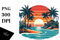 Tropical Island Sunset Art | Sublimation | Clipart Product Image 1