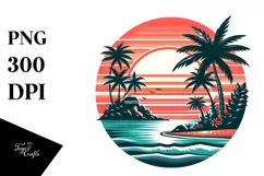 Retro Tropical Island Sunset | Sublimation | Clipart Product Image 3