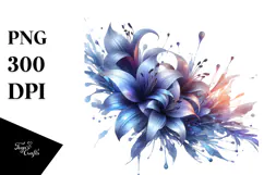 Shiny Lobelia Watercolor Splash, PNG Product Image 1