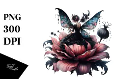 Gothic Fairy on Flower, High-Res PNG Product Image 1
