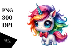 Vibrant Cute Baby Unicorn PNG Product Image 1