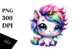 Vibrant Cute Baby Unicorn PNG Product Image 1