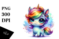 Vibrant Cute Baby Unicorn PNG Product Image 1