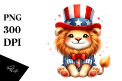 Funny Lion with USA Colors and Hat Product Image 1
