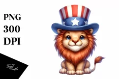 Funny Lion with USA Colors and Hat Product Image 1