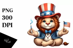 Funny Lion with USA Colors and Hat Product Image 1