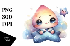 Watercolor Smiling Star Clipart | Clipart Product Image 3