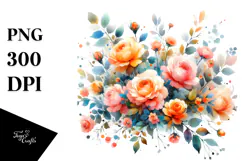 Colorful Small Orange Roses PNG Product Image 1