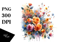Colorful Small Orange Roses PNG Product Image 1