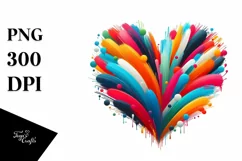 colorful Paintbrush Heart, PNG Product Image 1