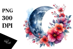 Vibrant Moon with Flowers PNG Product Image 1