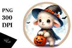 Cute Baby Lamb, Halloween Theme, PNG Product Image 1