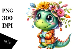Vibrant Goofy Baby Dinosaur, PNG Product Image 1