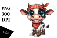 Watercolor Cow with Big Eyes and Bandana Product Image 1