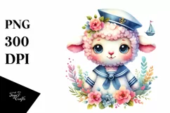 Vibrant Watercolor Wimsical Lamb Sailor Suit Product Image 4