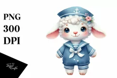 Vibrant Watercolor Wimsical Lamb Sailor Suit Product Image 1