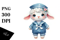 Vibrant Watercolor Wimsical Lamb Sailor Suit Product Image 1