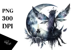 Gothic Fairy on the Moon, PNG Product Image 1
