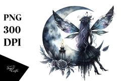 Gothic Fairy on the Moon, PNG Product Image 1