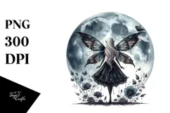 Gothic Fairy on the Moon, PNG Product Image 1