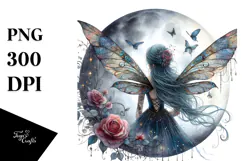 Gothic Fairy on the Moon, PNG Product Image 1