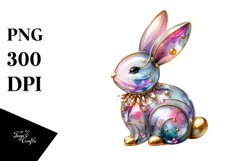 Pastel Bunny made of on Splashy Background, PNG Product Image 1
