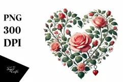 Simple Digital Painting Heart Roses PNG Product Image 1