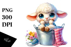 Vibrant Goofy Cute Baby Lamb PNG Product Image 1