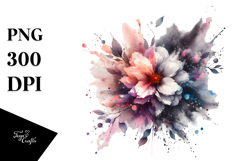 Watercolor V Painting with Flower, Transparent PNG Product Image 1
