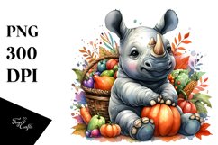 Baby Rhino with Basket | Sublimation | Clipart Product Image 3