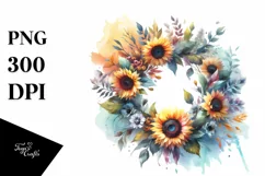 Vibrant Sunflower Wreath, Colorful PNG Product Image 3