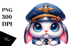 Goofy Baby Bunny with Pilot&#039;s Cap, PNG Product Image 1