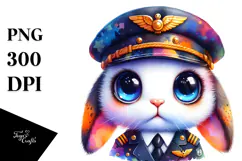 Goofy Baby Bunny with Pilot's Cap, PNG Product Image 1
