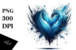 Blue Paintbrush Style Heart, Digital Painting PNG Product Image 1