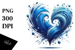 Blue Paintbrush Style Heart, Digital Painting PNG Product Image 1