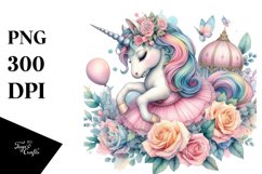 Colorful Baby Unicorn in Ballroom, PNG Product Image 1