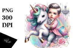 Baby Unicorn with Ballroom, Watercolor PNG Product Image 3
