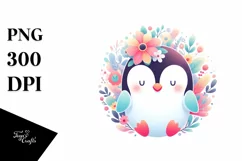 Colorful Penguin Floral | Sublimation Clipart Product Image 3